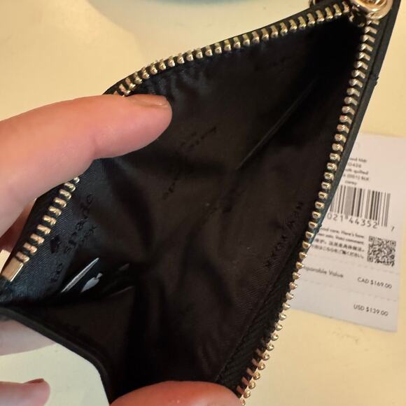 NWT Kate Spade Carey Black Quilted Key Cles Card Holder SHW MSRP $139 - Picture 4 of 4